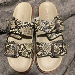 J Slides platform snakeskin sandal